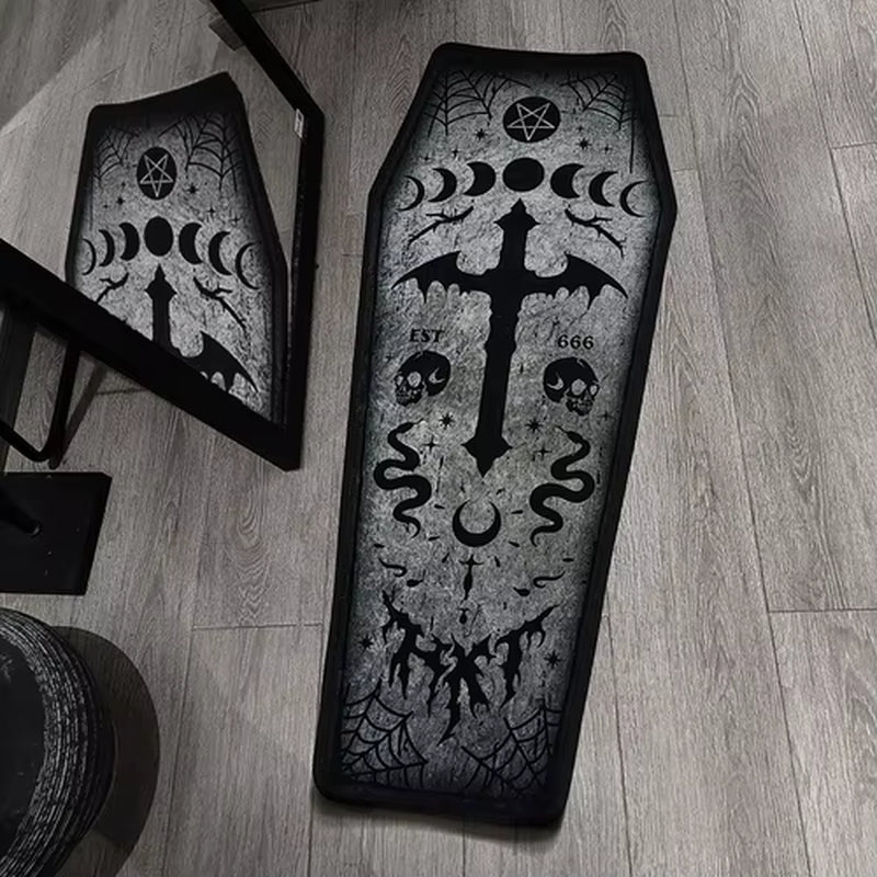 Gothic Style Rugs for Bedroom Bloody Mary Coffin Rug Halloween Living Room Decoration Atmosphere Carpet Thick Non-Slip Door Mat